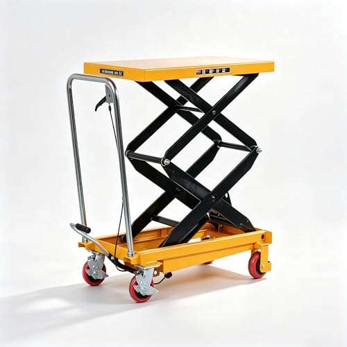 Industrial Hydraulic Lift Table Cart, 1760lbs Capacity 60" Lifting Height, Foot Pump Double Scissor, 360° Locking Casters Smooth on Concrete Carpet Tile, Material Handling and Transportation