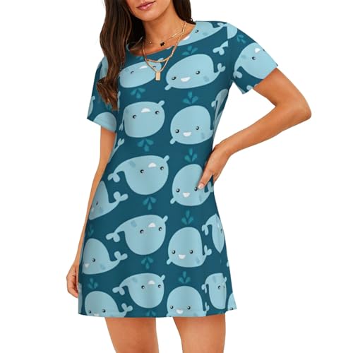 Chemise de nuit légère contre la chaleur nocturne avec motif baleines