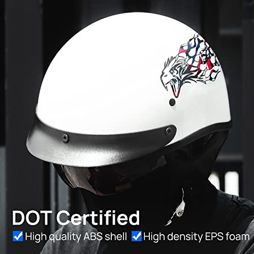 Ilm Half Helmet Open Face Motorcycle Helmets For Moped Cruiser Scooter With Sun Visor, Dot Approved Model-210V (Eagle, Large) #TOP1