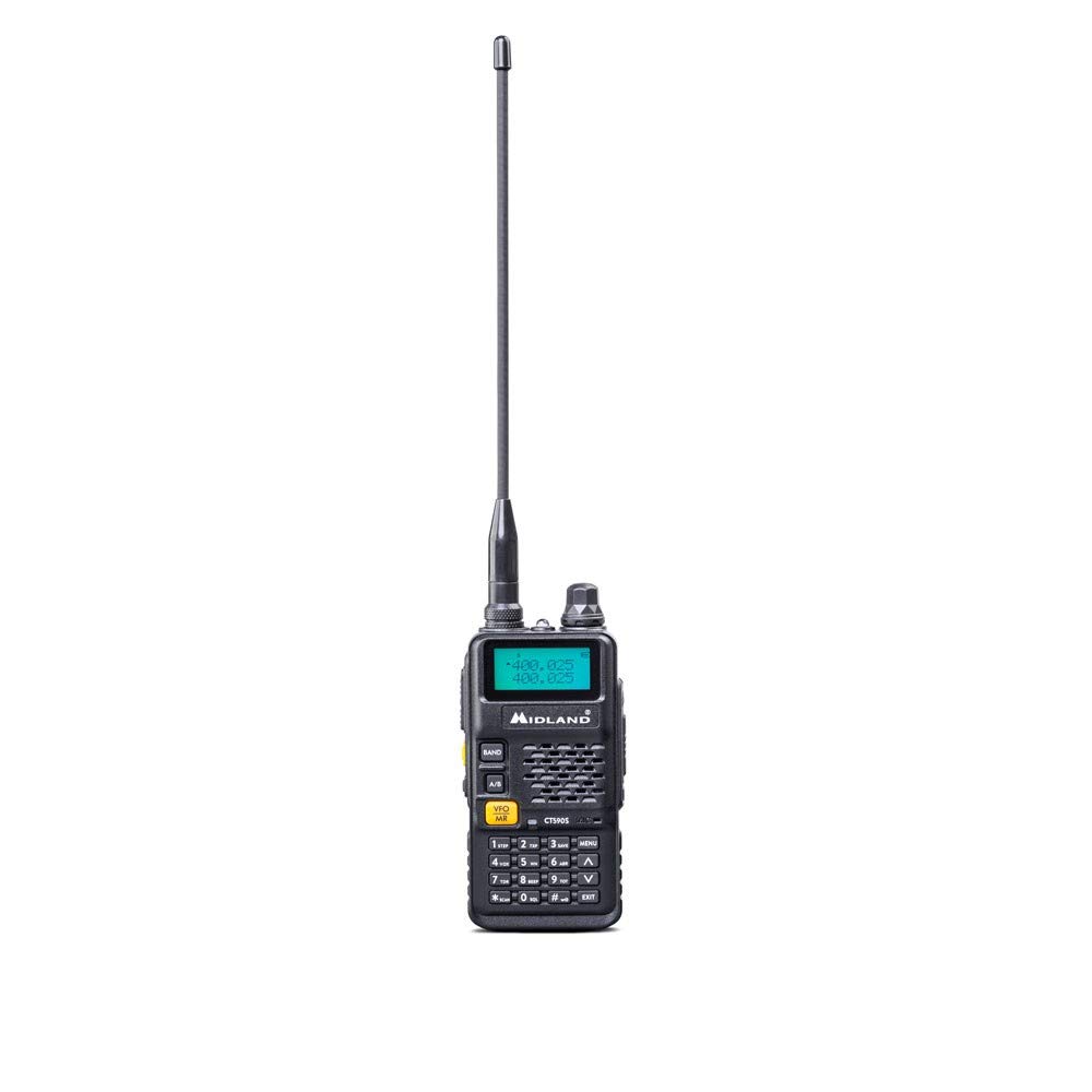 Midland Radio Ricetrasmittente CT590 S Dual Band VHF/UHF 128 Canali Squelch Digitale 18H Autonomia Batteria Accessori