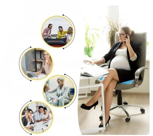 Image of Gel Seat Cushion, Double Layer Cushion with Non-Slip Cover, Cool Egg Chair Sea for Pressure Relief, Breathable Honeycomb for Office Wheelchair Car Seat (Rectangular)