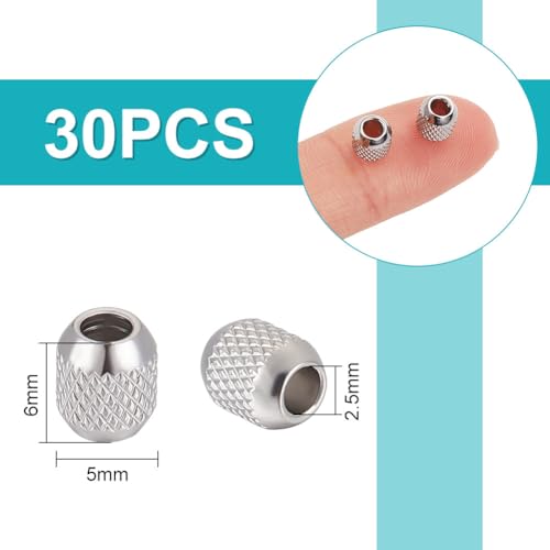 UNICRAFTALE About 30 Pcs Barrel Beads Stainless Steel Beads 6x5mm Spacer Beads Textured Beads Loose Beads Column Beads Metal Beads Smooth Beads Finding for DIY Jewelry Making - Image 3