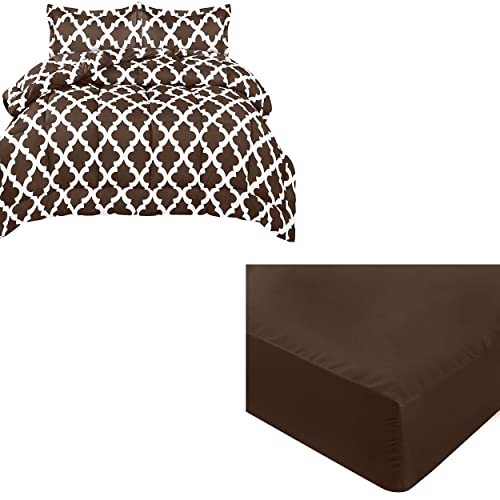 Utopia Bedding 1 Printed Comforter Set With 1 Fitted Sheet Deep Pocket (King, Choc/Brown) #TOP25
