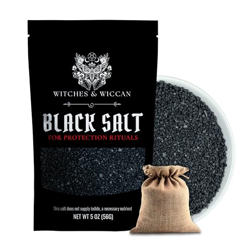 Black Salt for Protection Rituals & Wiccan Spells, Handcrafted Negative Energy Protection Crystals for Witchcraft, 5 Oz Bag, Witches & Wiccan Witchcraft Supplies