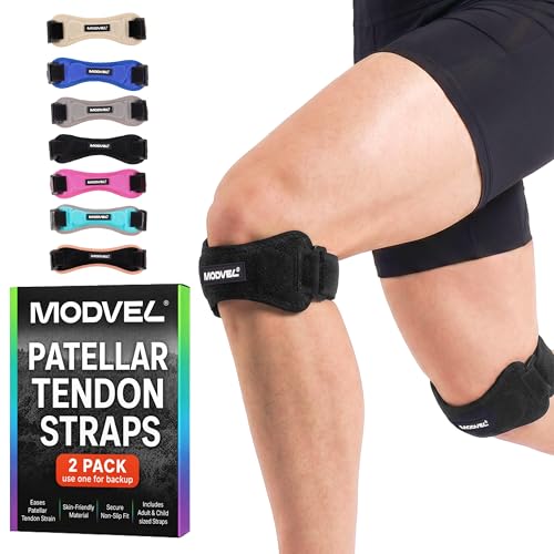 Image of Modvel Knee Strap Patella Tendon Support Brace Band, One Size, 2-Pack | Adjustable patellar tendon support strap reduces pressure on the patella; works as a knee strap, patella band and brace
