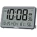 WallarGe Digital Wall Clock, Autoset Desk Clocks with Temperature, Humidity and Date, Battery Operated Digital Wall Clock Large Display, 8 Time Zone, Auto DST. (Grey)