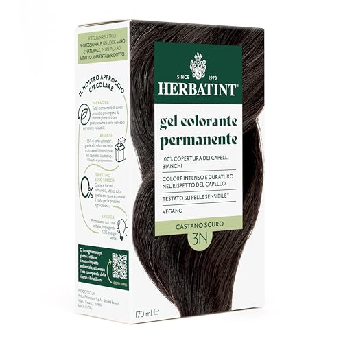 Herbatint Permanente Haarfarbe 3N Dunkelbraun – 170 ml | Ammoniakfrei, 100% Abdeckung für weißes Haar | für empfindliche Haut, mit 8 natürlichen Bio-Extrakten
