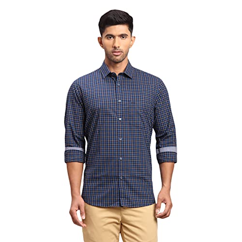 Image of Colorplus Men's Pure Cotton Checks Pattern Tailored Fit Spread Collar Full Sleeve Casual Shirt