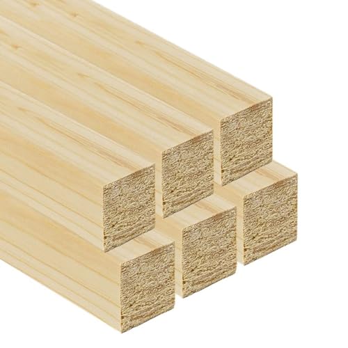 TWE Listelli Legno Massello Abete x 2 metri Piallati su Quattro Lati con Smusso su Spigoli Made in Italy Confezione da 6 pz (30x30) mm