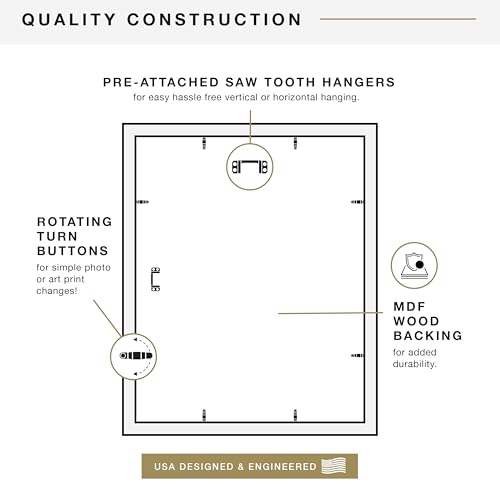 Image of MCS Studio Gallery 16x20 Poster Frame Black Woodgrain Engineered Wood, Vertical & Horizontal Wall Hanging Large Picture Frame for Photos, Posters & Art Prints (1-Pack)