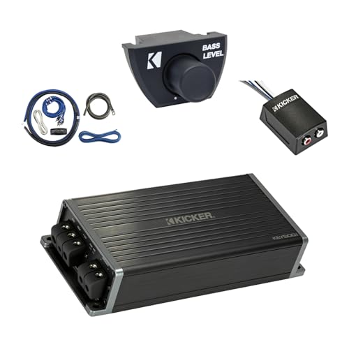 Kicker KEY5001 500-Watt Max Mono Channel Amplifier with Remote, Wiring Install Kit, Stereo Line Output Converter