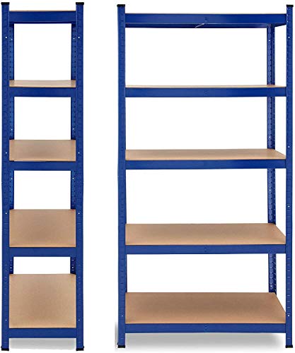 Autofather Metal Racking Heavy Duty 5 Tier Industrial Shelving Unit Rack, Single Pack Garage Storage Shelves, 59" X 28" X 12" Shelving For Garages And Sheds, 2 Year Warranty, Blue #TOP5
