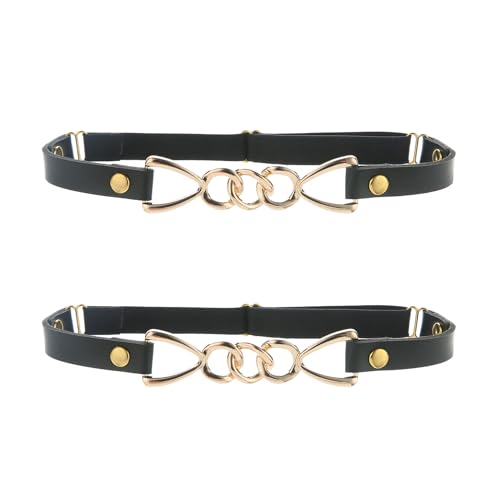 alisikee 2Pcs Adjustable Leg Garter with Gold Chain Buckle, Elastic Thigh Garters Belt for Women, Black