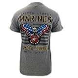 Armed Forces Gear Men's US Marine Corps Stars and Stripes T-Shirt- Official Licensed United States Marines Shirts for Men (Graphite, Large)