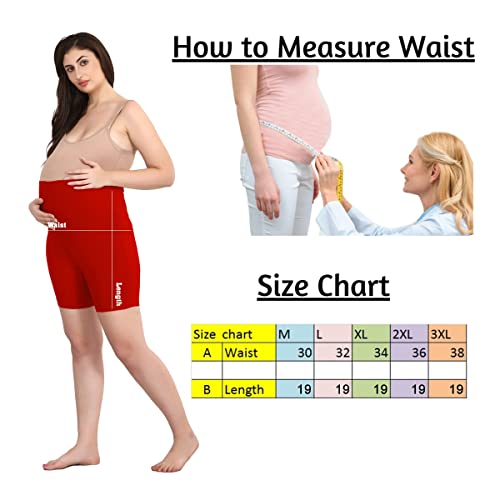 Image of Women's Cotton Maternity Shorts Over The Belly for Pregnant Women for Pre & Post Pregnancy