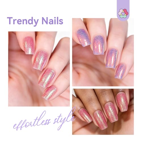 Image of SAVILAND 18-Free Nail Polish Set: 6 Colors Quick Dry Nail Polish Pearl Light Pink Purple Blue Shimmer Fingernail Polish Long-Lasting Mermaid Nail Lacquer for Girls Women DIY Manicure Home 10ml