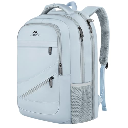 Image of MATEIN Laptop Backpack 17 Inch, Womens Large Work Commute Backpack with Front Pocket, Water Resistant Anti Theft Computer Bag for Students, Travel Daypack with Luggage Strap, Haze Blue