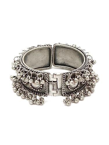 YouBella Jewellery for Women Celebrity Inspired Oxidised Silver Plated Cuff Bracelet Bangle for Women and Girls