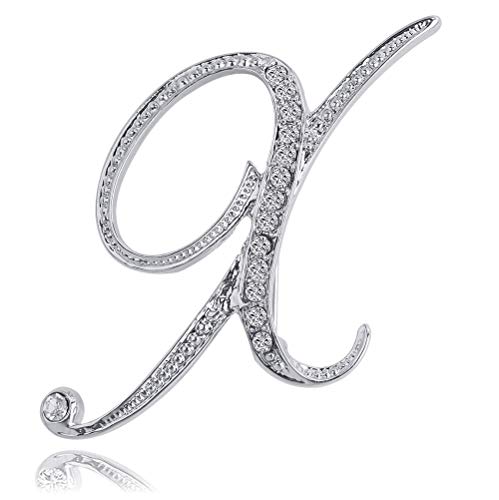 Image of Letter Brooch A-Z 26 Personalized Design Initial Letters Pins Clear Crystal Rhinestone Brooch pin