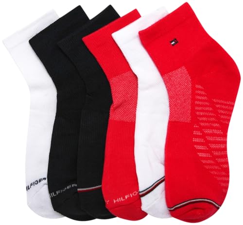 Image of Tommy Hilfiger Womens Quarter Socks - 6 Pack Soft Cushioned Athletic Performance Ankle Socks for Women for Sports and Running