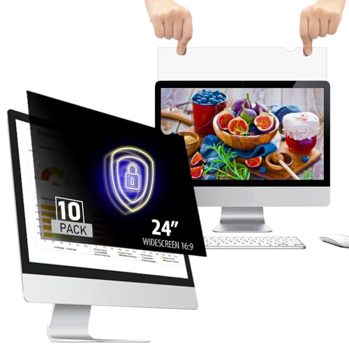 WELINC [10PACK:2PACKx5EA] 24 Inch - 16:9 Aspect Ratio - Computer Privacy Screen Filter for Widescreen Monitor - Anti-Glare - Protects Eyes from Harmful Glare and Blue Light Light