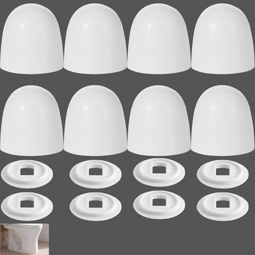 8Packs Universal Toilet Bolt Caps, Round Plastic Push-On Toilet Bowl Bolt Covers Covers, with Extra Washers,1.44IN Height Toilet Bolt Cover is Compatible with A Wide Range of Toilet Floor Bolt Sizes