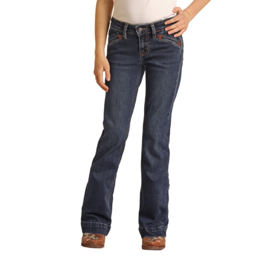 Girl's Mid Rise Smiley Pocket Trouser by Rock & Roll Denim