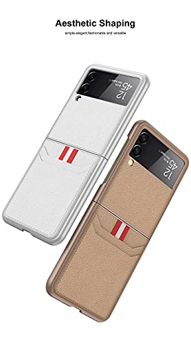 Yatchen Linda capa aplicável ao Samsung Galaxy Z Flip 3, compartimento de cartão de couro de luxo +