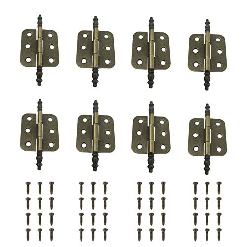 MsdeBersSKER Pliant Charniere Decorative Charniere Porte Placard Vintage Fer Charnière Porte Meuble Ancien avec 24 Vis pour Tiroir Armoire Boîtes(8 Pièces, 70x35MM)