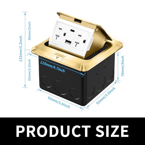 Prise de sol encastrable double dorée avec ports USB A+C