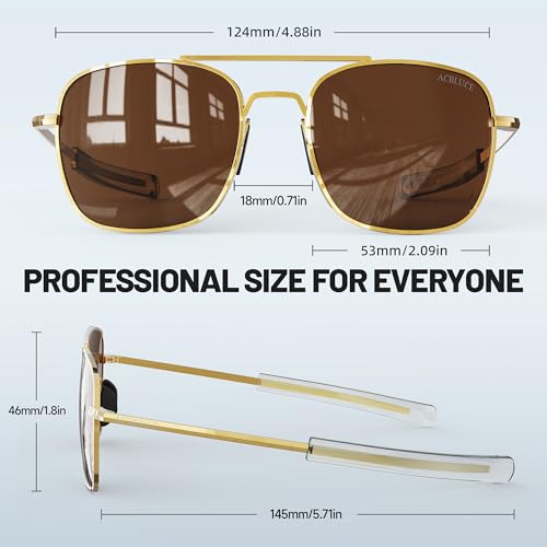 Image of Aviator Sunglasses for Mens Women 53mm TAC Polarized Lense Pilot Military Style Metal Frame with Bayonet Temples
