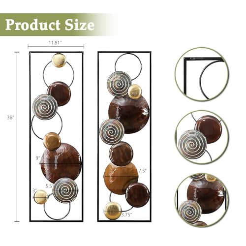 Image of Framing Hub Metal Multicolor Wall Decor Leaf Wall Hanging Decoration, Wall Art Frame Home Decor for Living Room Office Bedroom Hotel (12x36 Inch)