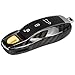 T-Carbon Geniune Carbon Fiber Keyless Remote Key Fob Flip Key Protection Case Cover Side Blades For Porsche 991 981 Cayenne Panamera (Glossy Black)
