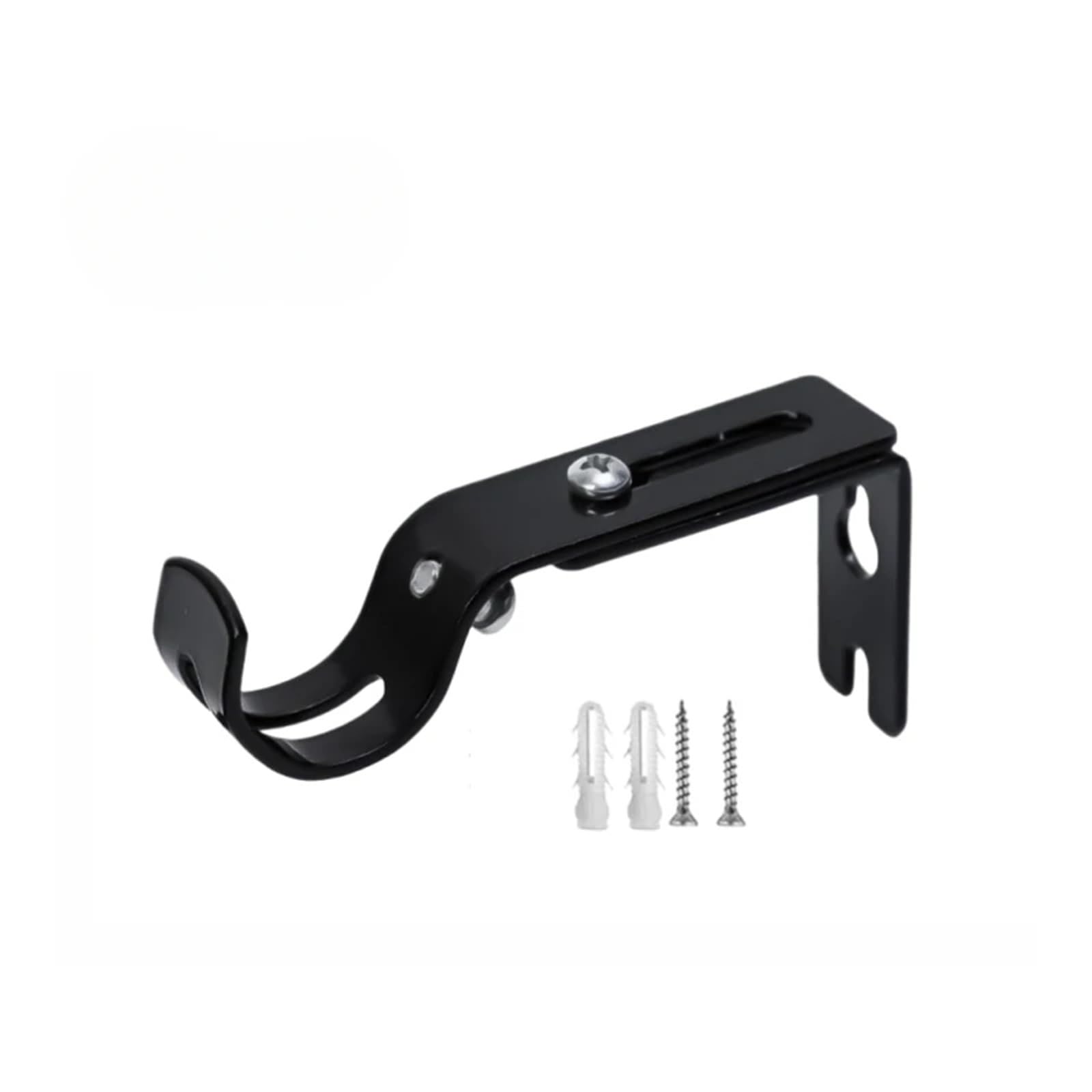 RUWLFE 4 Pcs Extendable Adjustable Curtain Rod Support with Screws Bracket Holder Window Hardware for Poles, Wall Rod(Black)