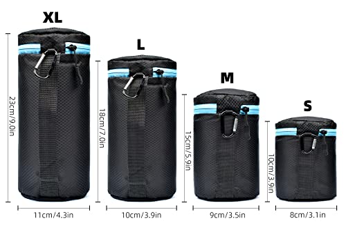 Lightdow 4Pcs Pack Lens Pouch 5Mm Thick Soft Neoprene Dslr Lens Bag #TOP1
