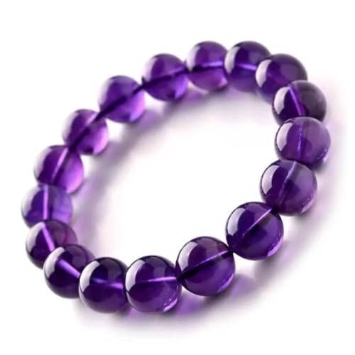 Pulsera de cuentas redondas amatista de 14 mm para bienestar diario
