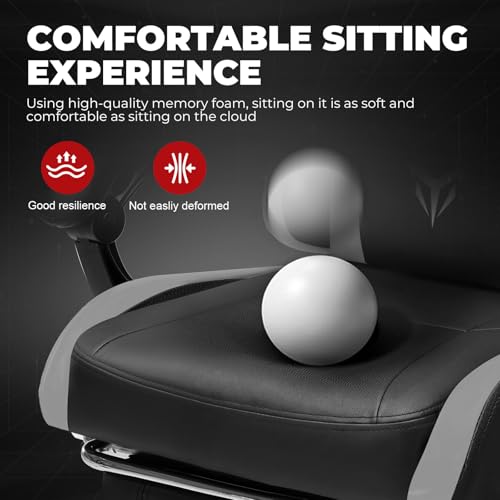 Image of GTPLAYER Gaming Chair High Back Computer Chairs with Foot Rest for Adults, Ergonomic Height Adjustable Recliner Chair 300lbs with Linkage Armrest and Lumbar Support for Home Office, Grey