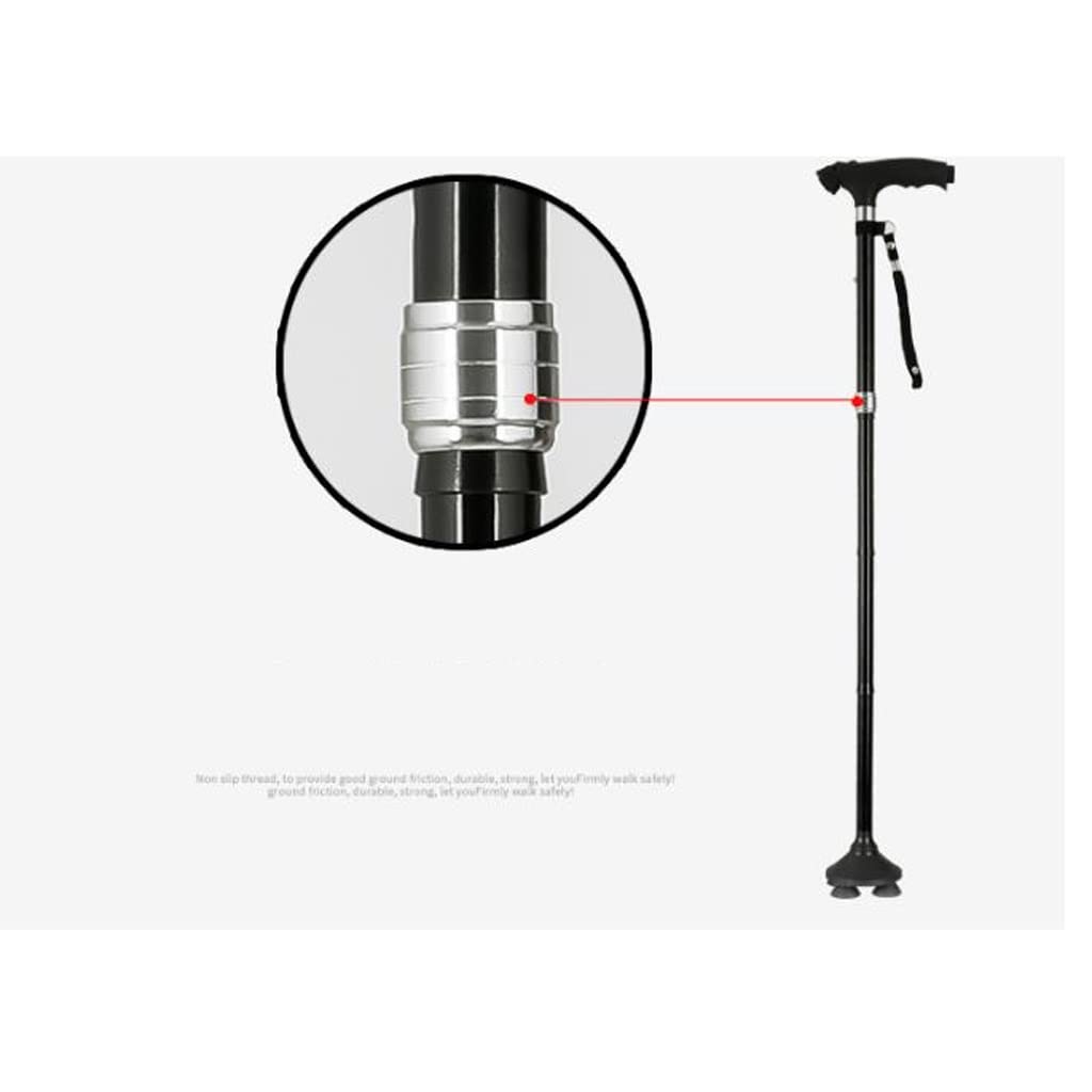 XMING Bastón Plegable portátil for Ancianos con aleación de Aluminio Ligero telescópico pequeño bastón de Cuatro Patas for Caminar