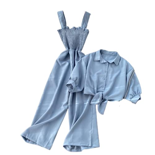 Buy Milkyway Women Smoked Jumpsuit with Stylish Shrug (Sky_M) at Amazon.in