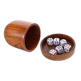 Yardwe Wooden Dices Shaker Cup Lid Solid Wood Dice Cup for Ktv Bar Game Party Dice