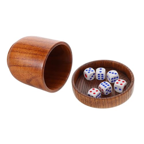 Yardwe Wooden Dices Shaker Cup Lid Solid Wood Dice Cup for Ktv Bar Game Party Dice