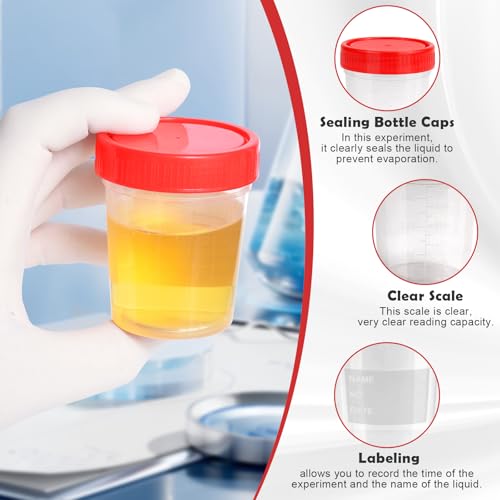 Urinbecher mit Schraubdeckel, 25 Stück 120 ml Probenbecher, Urinprobenbecher, Probenbehälter, Urin Behälter für Basteln, Medizin, Urinproben