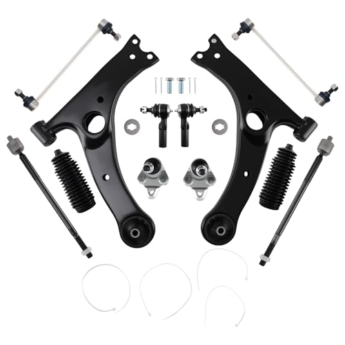 maXpeedingrods 12Pcs Front Suspension Kit for Toyota Corolla 2009-2013 Toyota Matrix 2009-2013 Front Lower Control Arm with Ball Joint Sway Bar End Link Outer & Inner Tie Rod Boots