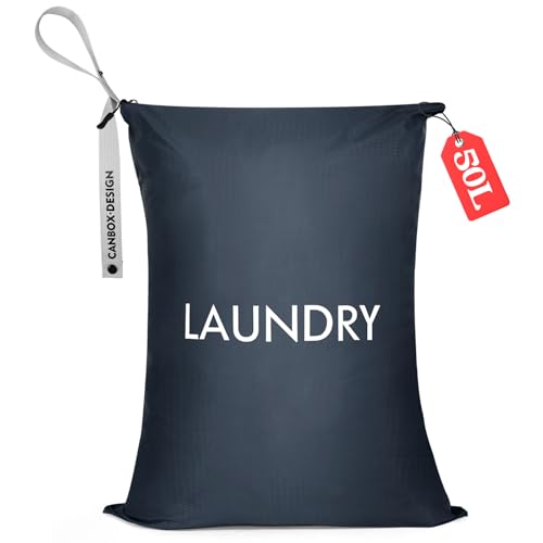CANBOX Sac à Linge Sale, 50 x 70cm Grande Capacité Sac à Linge Sale de Voyage, Nylon Imperméable Sac, Pliables Laundry Bag Wet Dry Bag pour les Camps et Vacances