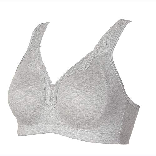 Sheroine Plus Size Soft Cotton Wirefree Ultrathin Unpadded Bra(Grey,40C) #TOP3