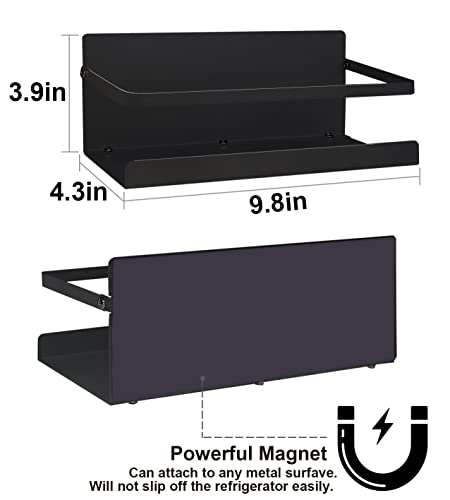 Derkniel 2 Pack Magnetic Spice Rack Organizer For Refrigerator, Magnet Fridge Spice Shelf With Strong Magnet Back For Holding Seasoning, Jars, Bottles, Cans, Beverages (Black) #TOP1