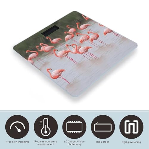 Báscula digital baño flamencos rosa 400 lb LCD miniatura 3