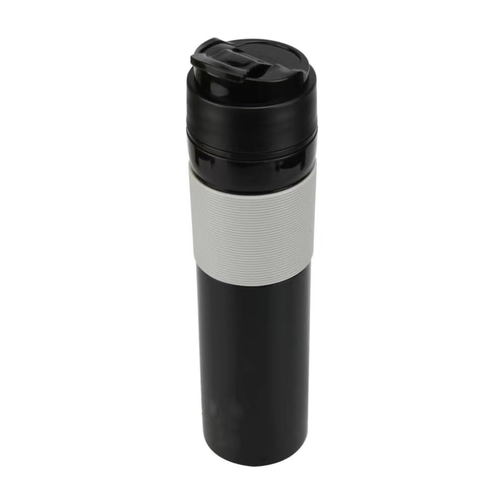 Prensa Francesa portátil, cafetera de 350ml, Taza de plástico Negro de Doble Pared, filtración Libre de BPA, Taza de té y café con Aislamiento de Agua (Color : Black Plastic Cup)