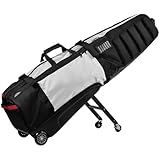 Sun Mountain ClubGlider Meridian Golf Travel Bag - 4-Wheel Rolling System, Extendable & Retractable Legs for Easy Transport, Effortless Travel & Maneuverability - Black-White-Red