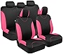 BDK UltraSleek Pink Seat Covers for Cars for Women, Two-Tone Front Seat Covers Full Set with Matching Back Seat Cover, Stylish Car Seat Protectors with Split Bench Design, Automotive Interior Covers